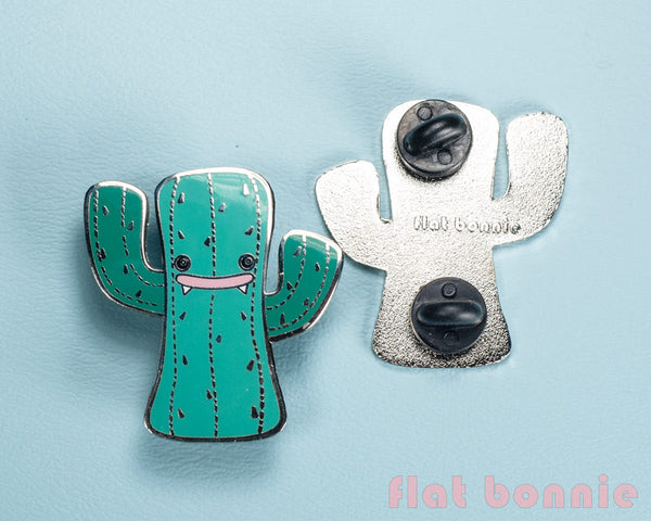 Kawaii Cactus enamel pin - Cute hard enamel pin - Cloisonné lapel pin - Enamel Lapel Pin - Flat Bonnie - 4