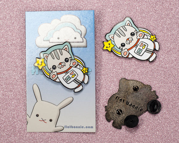 Polydactyl Space Cat enamel pin - Kawaii enamel pins - Cloisonné lapel pin - Enamel Lapel Pin - Flat Bonnie - 2
