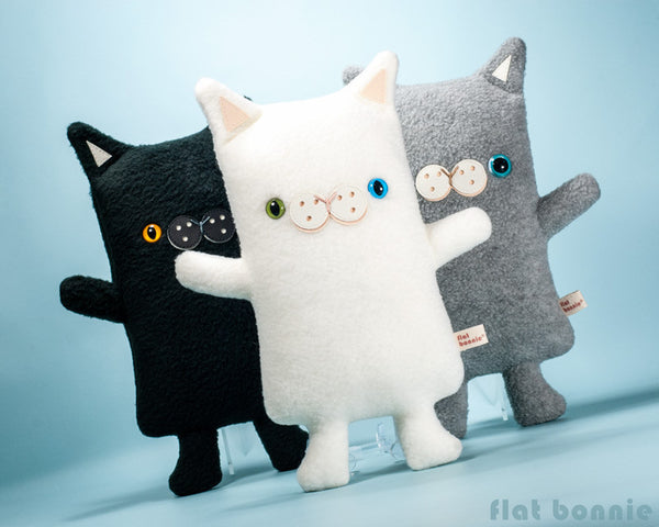 Custom Cat stuffed animal - Plush clone of your kitty - Single-Color - Plush Stuffed Animal - Flat Bonnie - 3
