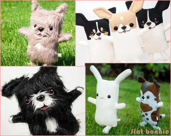 Custom Dog stuffed animal - Plush clone of your puppy - Multi-Color - Plush Stuffed Animal - Flat Bonnie - 3