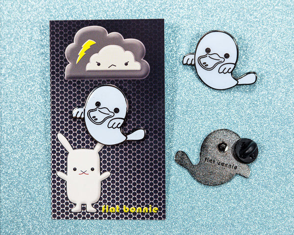 Platypus Ghost enamel pin - Glow in the Dark - GID enamel pin - Cloisonné lapel pin - Enamel Lapel Pin - Flat Bonnie - 2