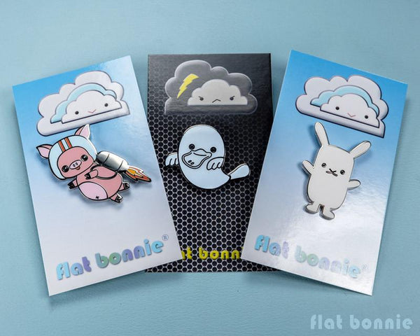 Flat Bonnie bunny enamel pin - Cute rabbit jewelry jacket pin - Cloisonné lapel pin - Enamel Lapel Pin - Flat Bonnie - 4