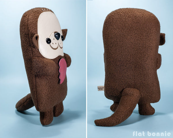 Otter plush stuffed animal - Handmade (side and back views)