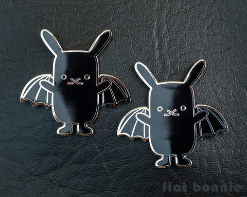 BatBun Bat x Bunny enamel pin - Kawaii enamel pins - Cloisonné lapel pin - Enamel Lapel Pin - Flat Bonnie - 1