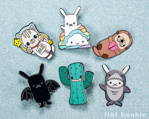 Kawaii Otter with Broken Heart - Cute otter enamel pin - Kawaii enamel pins - Cloisonné lapel pin - Enamel Lapel Pin - Flat Bonnie - 6