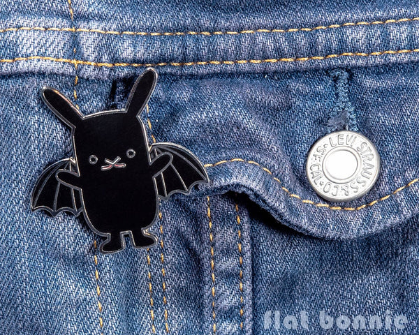 BatBun Bat x Bunny enamel pin - Kawaii enamel pins - Cloisonné lapel pin - Enamel Lapel Pin - Flat Bonnie - 3