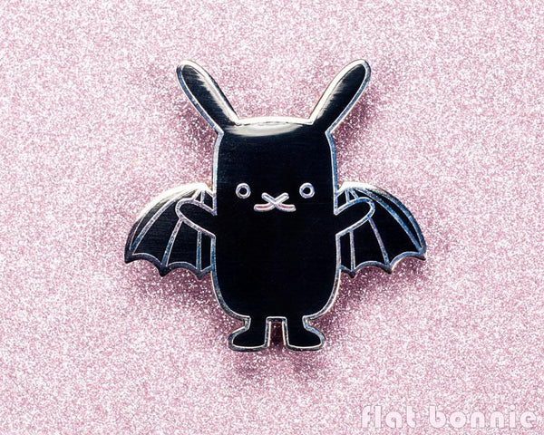 BatBun Bat x Bunny enamel pin - Kawaii enamel pins - Cloisonné lapel pin - Enamel Lapel Pin - Flat Bonnie - 4