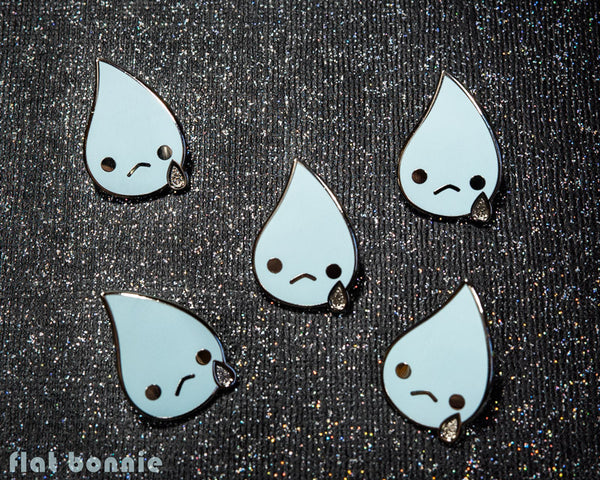 Teardrop enamel pin - Kawaii tears jacket pin - Ugly cry cloisonné lapel pin - 1