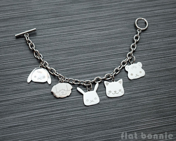 Cute animal charm bracelet - Kawaii jewelry - Bunny, Dog, Cat, Guinea Pig - 2