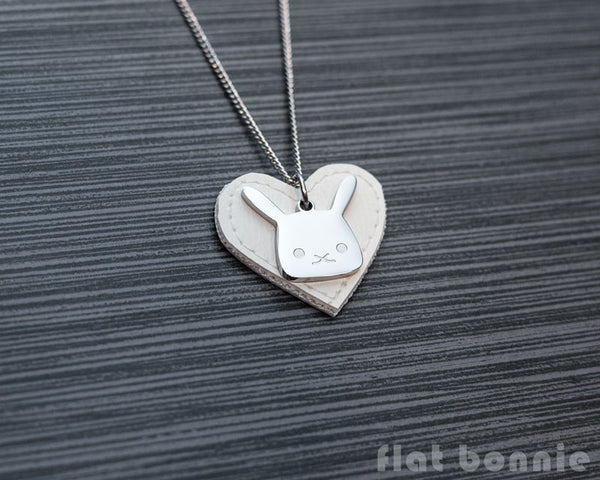 Cute animal charm necklace with vinyl heart - Kawaii jewelry - Bunny, Dog, Cat, Guinea Pig - 2