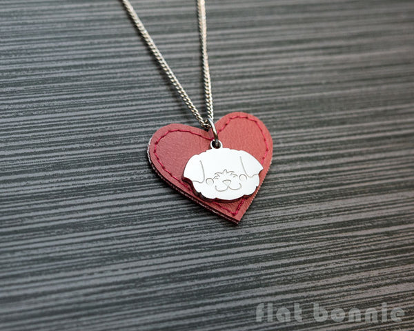 Cute animal charm necklace with vinyl heart - Kawaii jewelry - Bunny, Dog, Cat, Guinea Pig - 5