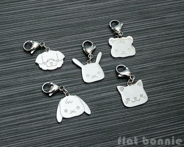 Cute animal charm - Kawaii zipper pull  - Backpack accessory - Bunny, Dog, Cat, Guinea Pig - 1