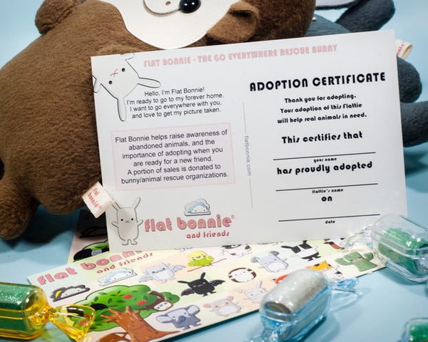 Adoption Certificate for Flat Bonnie Plush