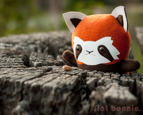 Red Panda stuffed animal - Handmade plush - aka Firefox, Lesser Panda - Plush Stuffed Animal - Flat Bonnie - 1