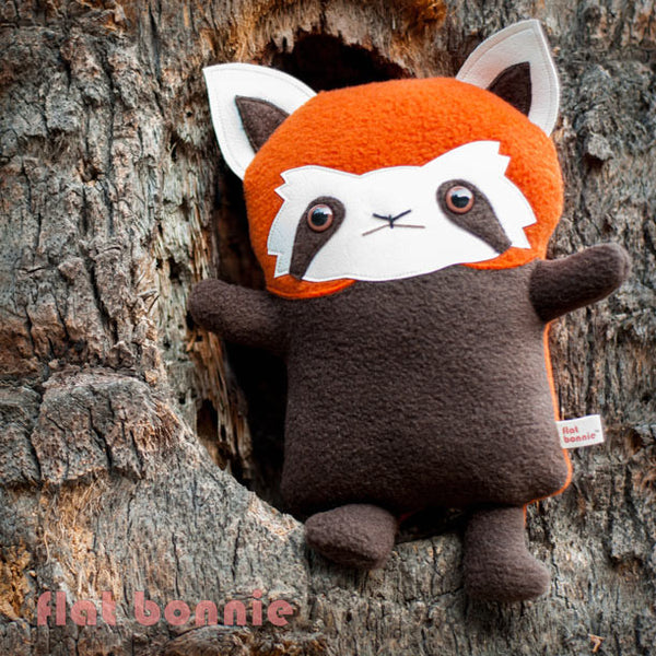 Red Panda stuffed animal - Handmade plush - aka Firefox, Lesser Panda - Plush Stuffed Animal - Flat Bonnie - 3