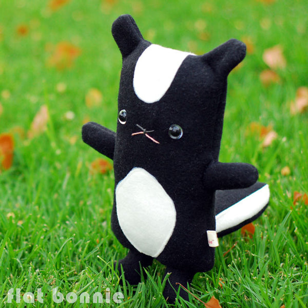 Skunk stuffed animal - Handmade Skunk plush toy - Flash the Skunk - Plush Stuffed Animal - Flat Bonnie - 2