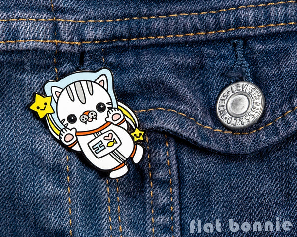 Polydactyl Space Cat enamel pin - Kawaii enamel pins - Cloisonné lapel pin - Enamel Lapel Pin - Flat Bonnie - 4