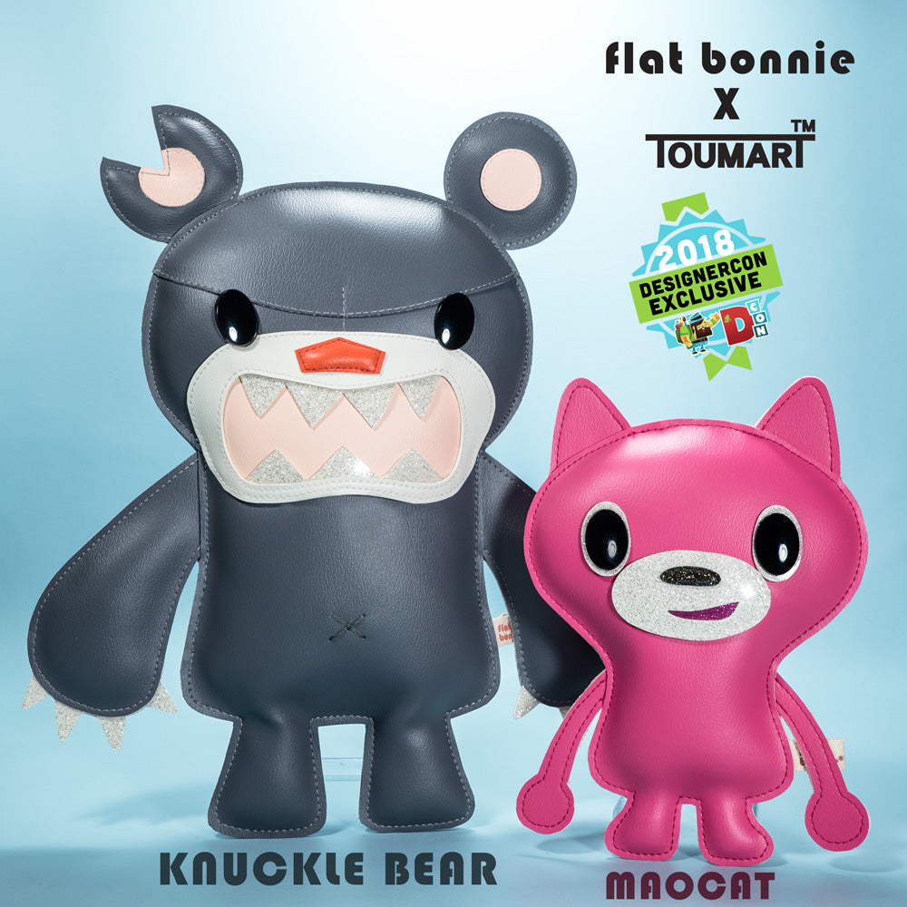 Flat Bonnie x Touma Collaboration - DesignerCon 2018 Exclusive - Knuckle Bear and Mao Cat plush 1