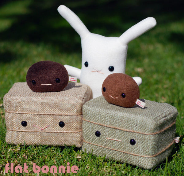 Bunny poop plush set - Bunny rabbit poo plushie - Plush Stuffed Animal Poop - Flat Bonnie - 3