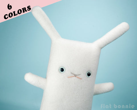 Blue Eye Bunny Rabbit - Plush stuffed animal - 6 body color options - Handmade. - Plush Stuffed Animal - Flat Bonnie - 1