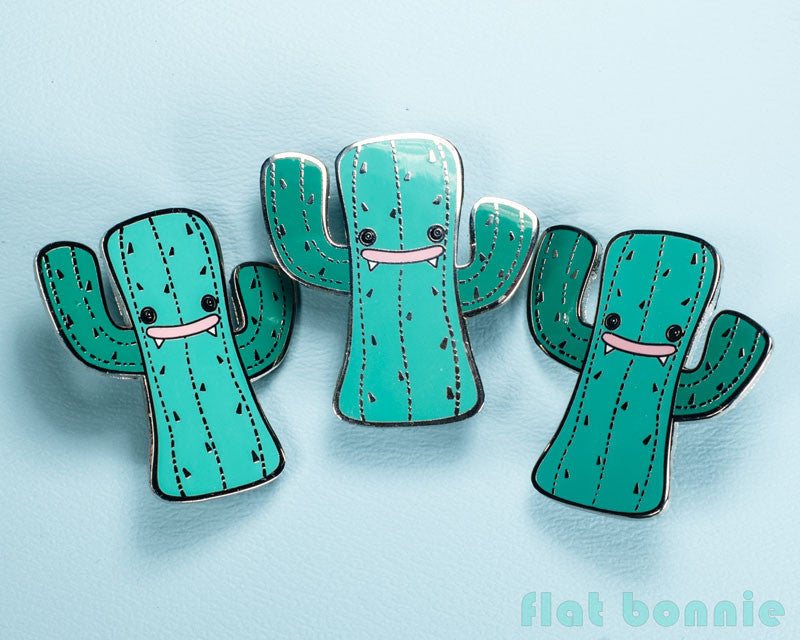 Kawaii Cactus enamel pin - Cute hard enamel pin - Cloisonné lapel pin - Enamel Lapel Pin - Flat Bonnie - 1