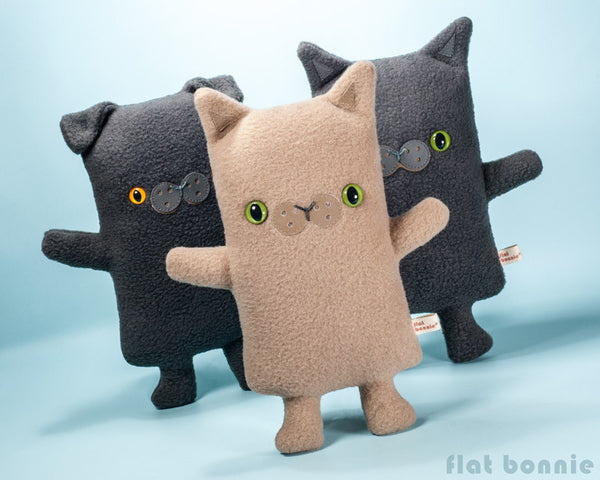 Custom Cat stuffed animal - Plush clone of your kitty - Single-Color - Plush Stuffed Animal - Flat Bonnie - 2