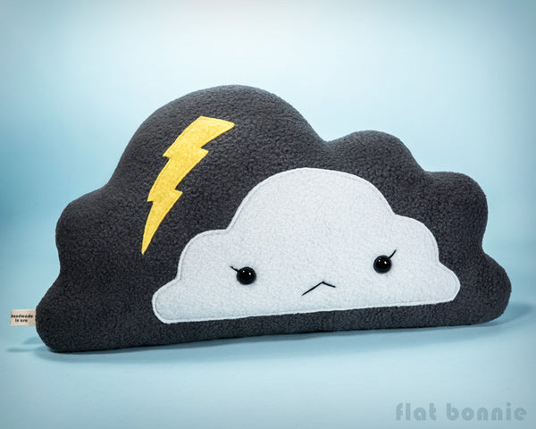Cloud reversible plush pillow - Handmade happy / stormy cloud - Plush Non Animal - Flat Bonnie - 3