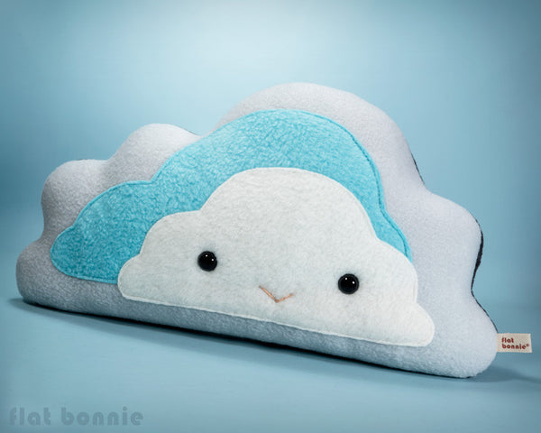Cloud reversible plush pillow - Handmade happy / stormy cloud - Plush Non Animal - Flat Bonnie - 2