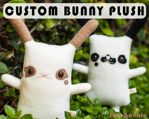 Custom Bunny stuffed animal - Plush clone of your bunny rabbit - Plush Stuffed Animal - Flat Bonnie - 1