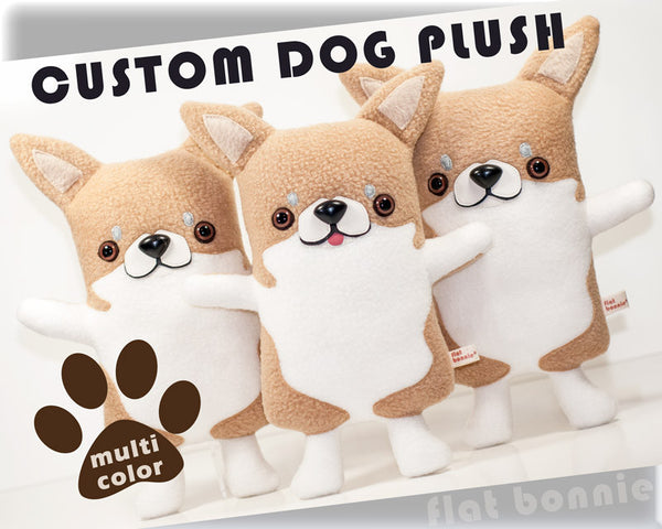 Custom Dog stuffed animal - Plush clone of your puppy - Multi-Color - Plush Stuffed Animal - Flat Bonnie - 1