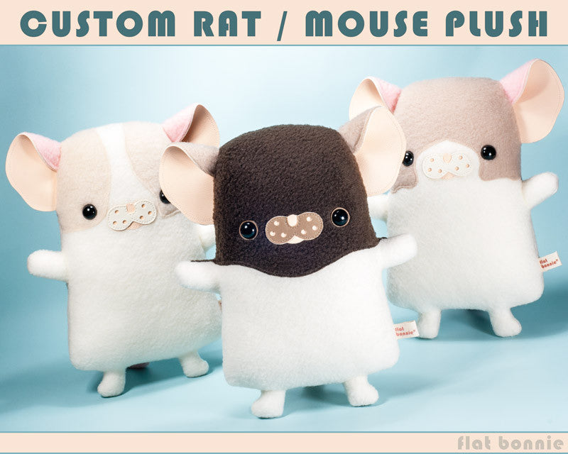 Custom Rat / Mouse stuffed animal - Plush clone of your rat / mouse - Plush Stuffed Animal - Flat Bonnie - 1
