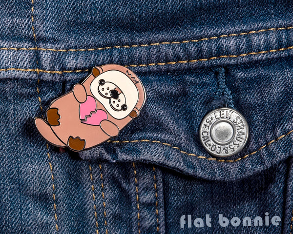 Kawaii enamel pins - Cute animal hard enamel pin - Cloisonne lapel pin - Enamel Lapel Pin - Otter