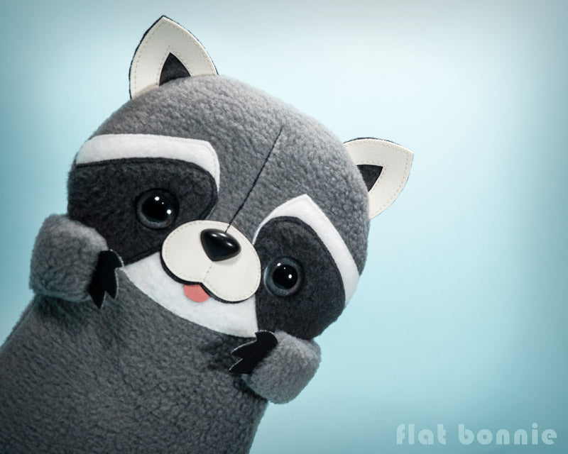 Koringo the Raccoon stuffed animal Handmade plush doll – Flat