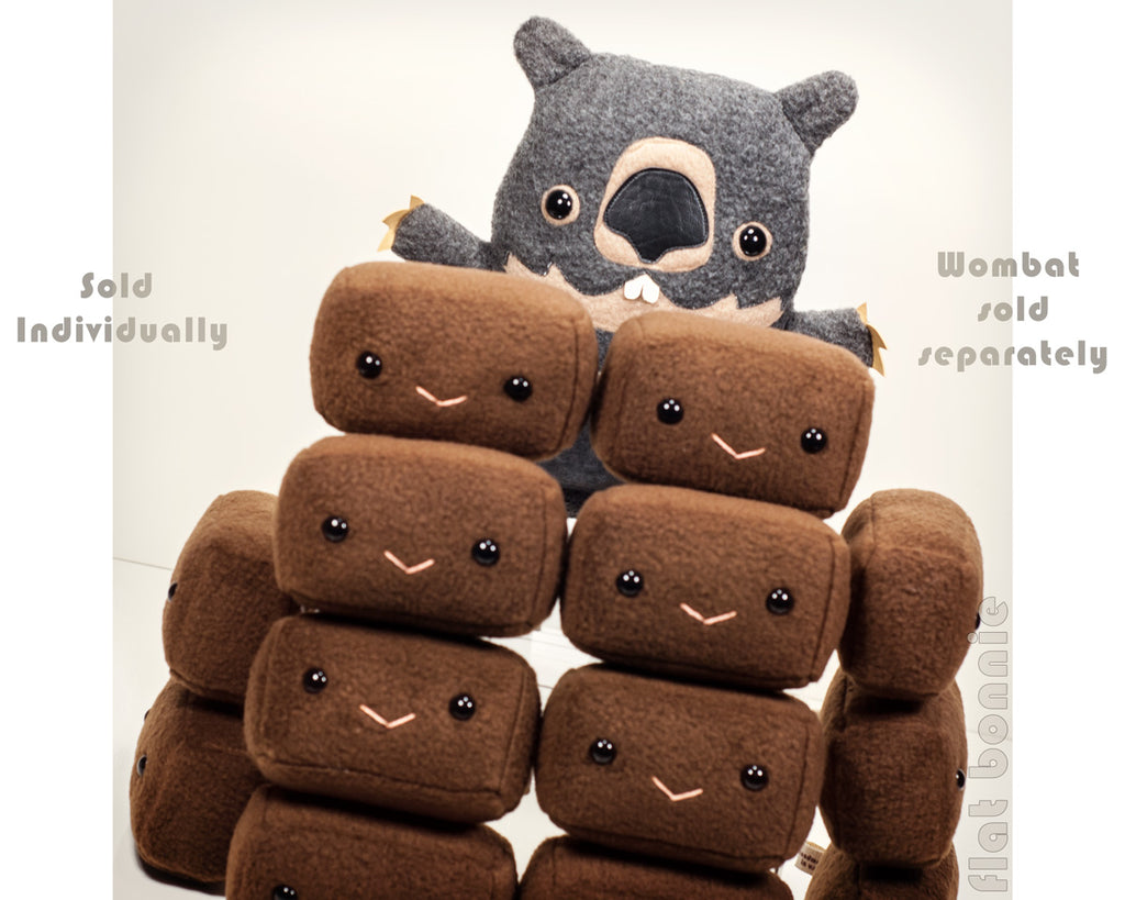 Wombat Poop plush - Square Wombat poo plushie - Plush Stuffed Animal Poop - Flat Bonnie - 1