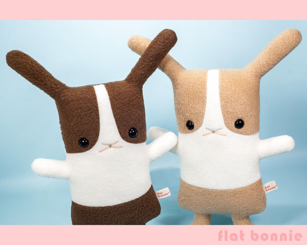 Dutch bunny rabbit stuffed animal - 4 color options - Plush Stuffed Animal - Flat Bonnie - 2