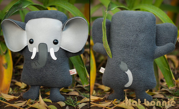 Elephant plush - Handmade Elephant stuffed animal doll - Flat Ephant - Plush Stuffed Animal - Flat Bonnie - 3