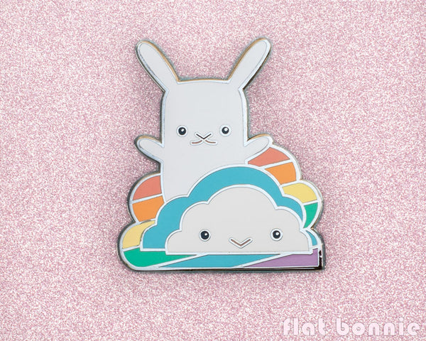 Flat Bonnie cute refrigerator - locker magnet - Flat Bonnie the Bunny on Rainbow Cloud