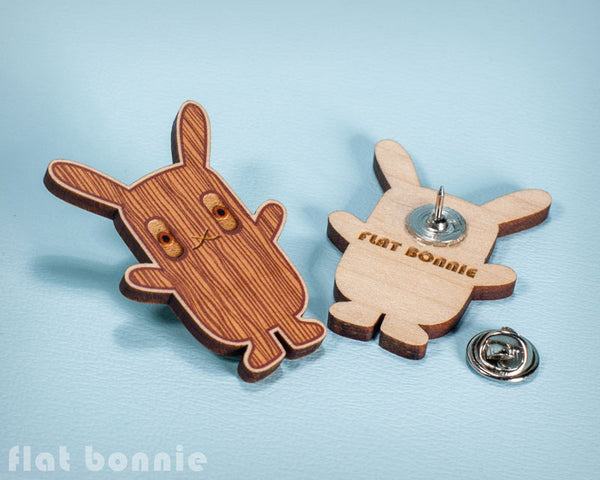 Bat x Bunny wood brooch - Cute animal lapel pins - Lapel Pin - Brooch - Flat Bonnie - 3