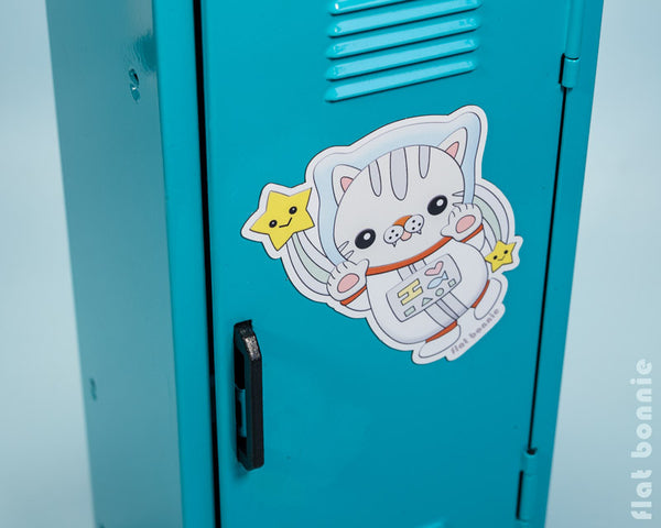 Space Cat refrigerator magnet - Polydactyl Cat locker magnet - Flat Bonnie - 1