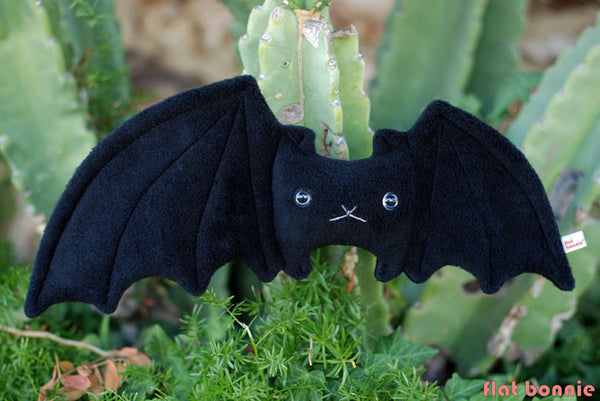 Bat stuffed animal - Handmade plush doll - Lefty the Bat - Plush Stuffed Animal - Flat Bonnie - 3