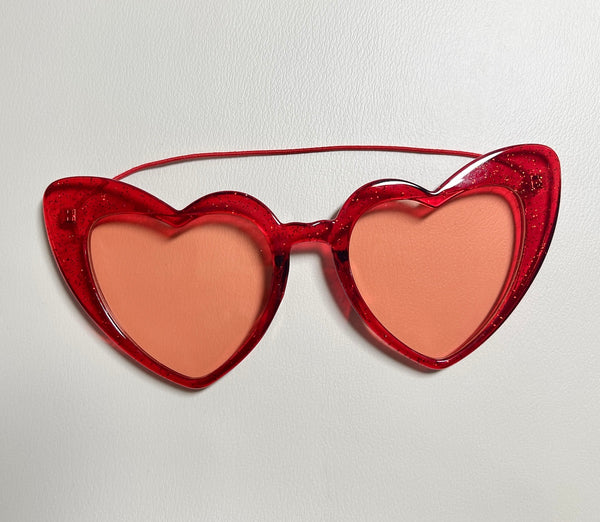 heart shaped rose colored sunglasses for Flat Bonnie plushies.