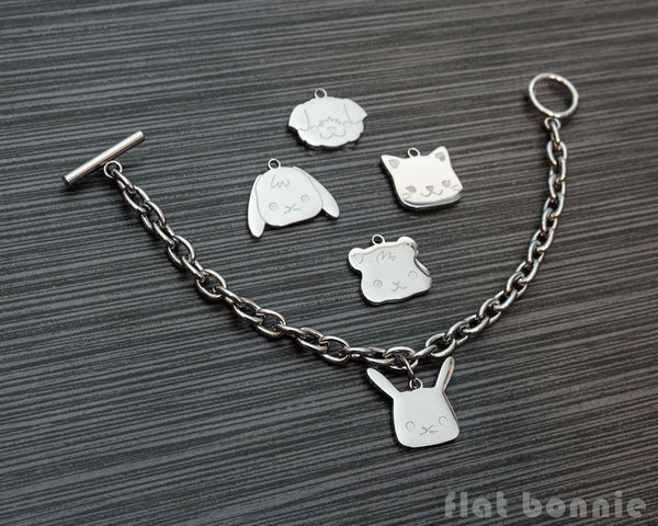 Cute animal charm bracelet - Kawaii jewelry - Bunny, Dog, Cat, Guinea Pig - 1
