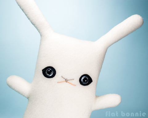 Hotot bunny plush - Handmade rabbit stuffed animal - Blanc de Hotot - Plush Stuffed Animal - Flat Bonnie - 1