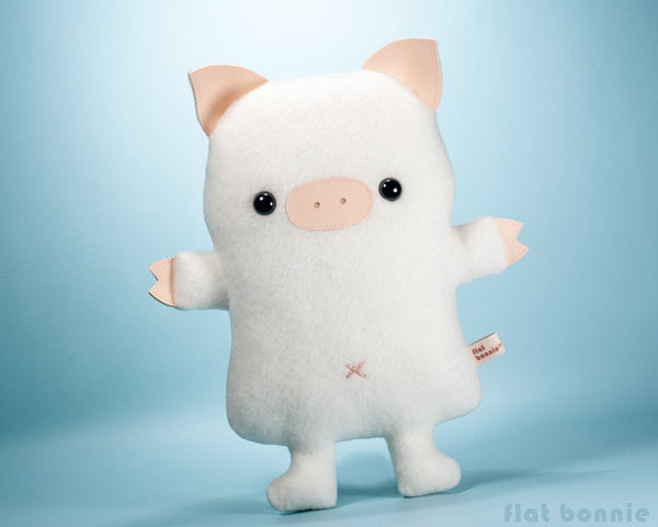 Cute pig stuffed animal - Kawaii piggy plush - Handmade soft toy - Plush Stuffed Animal - Flat Bonnie - 3