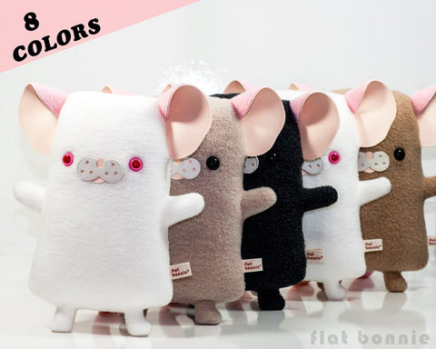 Mouse / Rat stuffed animal - Handmade Mouse / Rat plush toy - 8 color choices - Plush Stuffed Animal - Flat Bonnie - 1