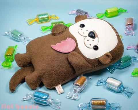 Otter plush stuffed animal - Handmade Sea Otter stuffy doll - Plush Stuffed Animal - Flat Bonnie - 1