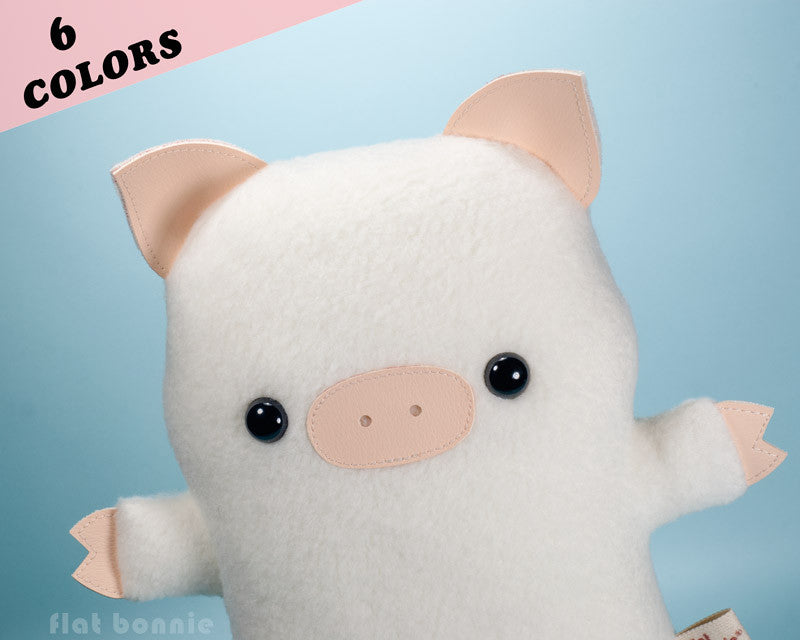 Cute pig stuffed animal - Kawaii piggy plush - Handmade soft toy - Plush Stuffed Animal - Flat Bonnie - 1