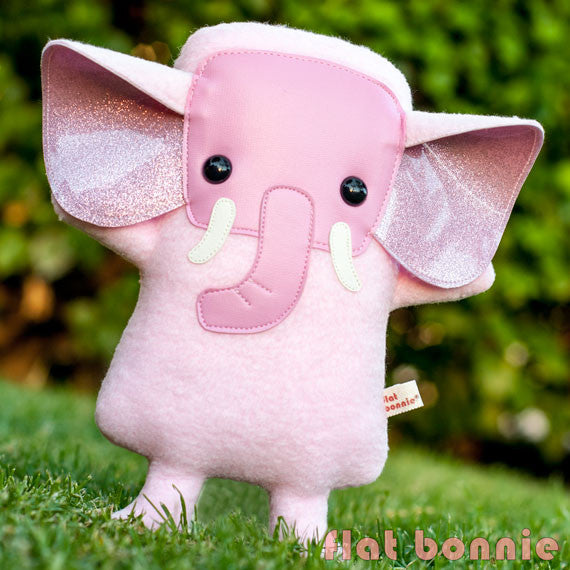Pink Elephant stuffed animal - Handmade Elephant plush doll - Plush Stuffed Animal - Flat Bonnie - 2