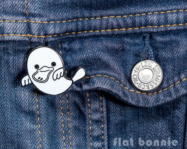 Platypus Ghost enamel pin - Glow in the Dark - GID enamel pin - Cloisonné lapel pin - Enamel Lapel Pin - Flat Bonnie - 3