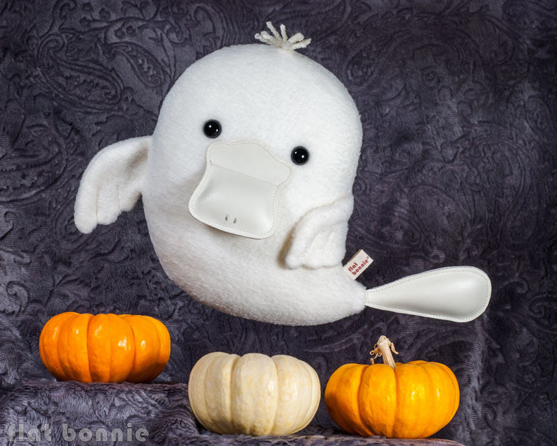 Platypus Ghost plush - Duck-Billed Platypus stuffed animal - PlatyBoo - Plush Stuffed Animal - Flat Bonnie - 1